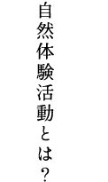 自然体験活動とは？